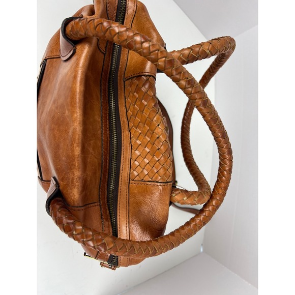 Patricia Nash Leather Paloma Tote Crossbody Bag Tan Braided Handles Shoulder Bag - Picture 8 of 14